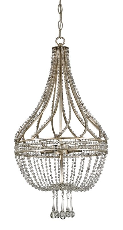 Currey & Company Ingénue Chandelier in Chinois Antique Silver Leaf