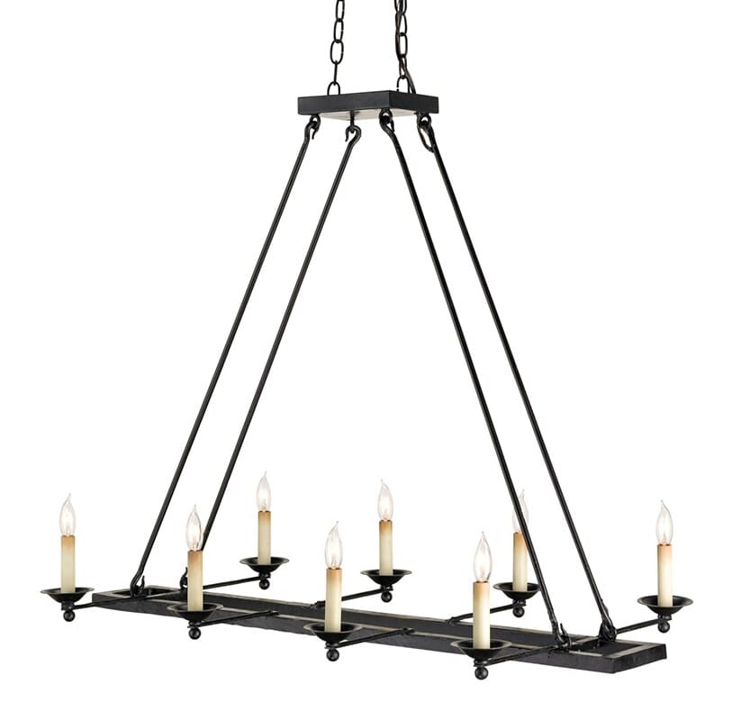 Currey & Company Houndslow Linear Chandelier in Satin Black