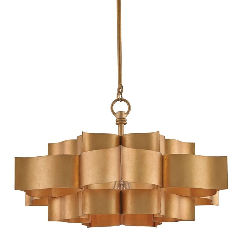 Currey & Company Grand Lotus Small Chandelier in Gold Leaf
