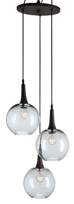Currey & Company Beckett Trio Pendant Light in Emery Rust