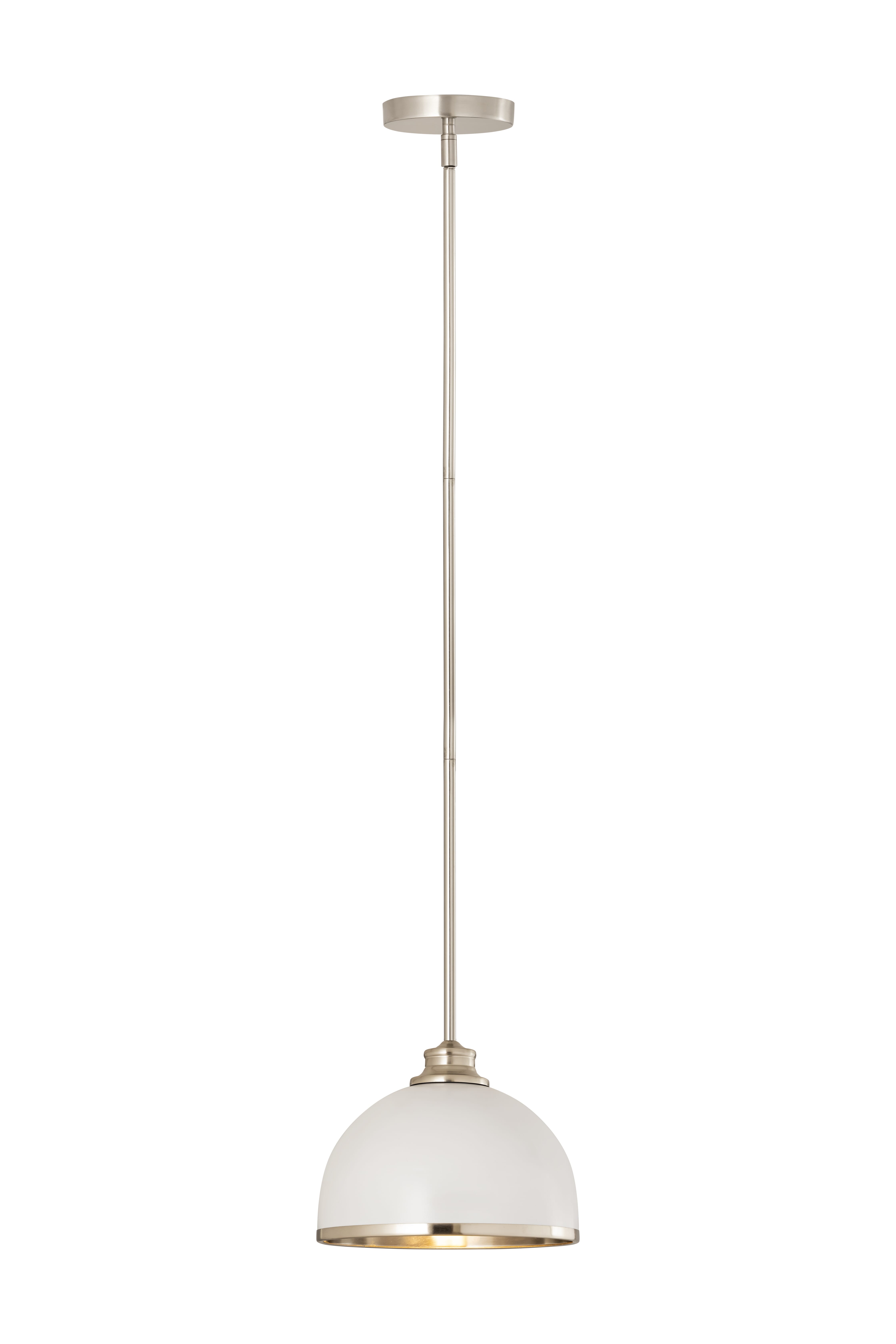 Photos - Chandelier / Lamp Wide Z-Lite Landry 1-Light Pendant Light In Matte White With Brushed Nickel 1004P10-MW-BN 