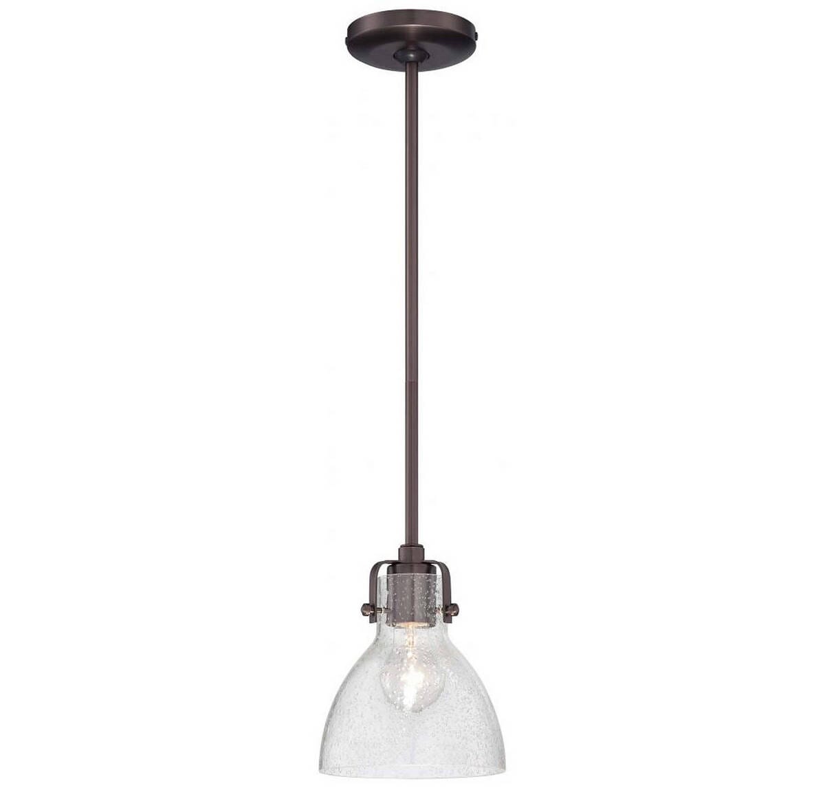 Minka Lavery Seeded Glass Pendant Light In Dark Brushed Bronze