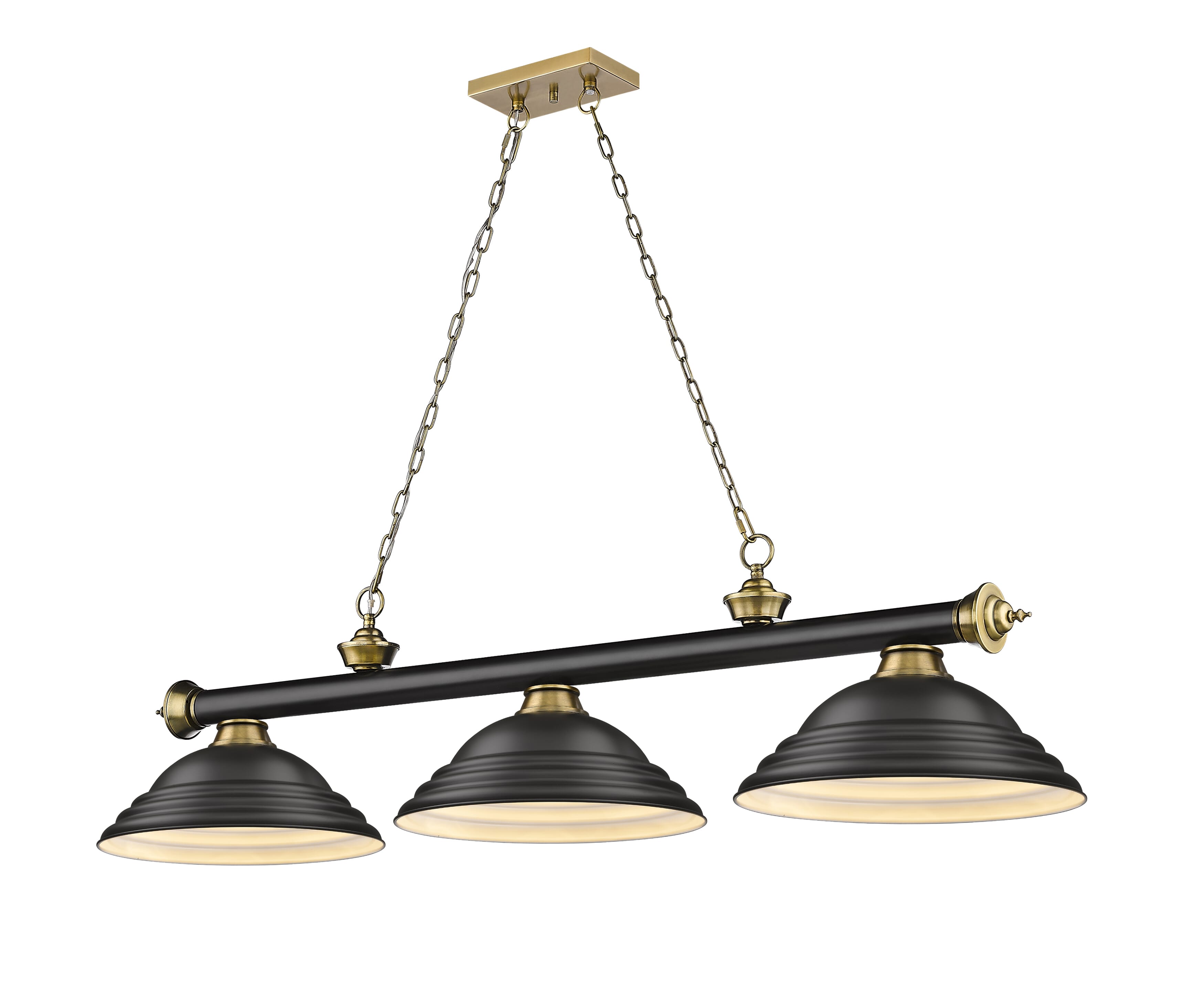 Cordon 3-Light Linear Pendant Light In Matte Black With Rubbed Brass -  Z-Lite, 2306-3MB-RB-SMB