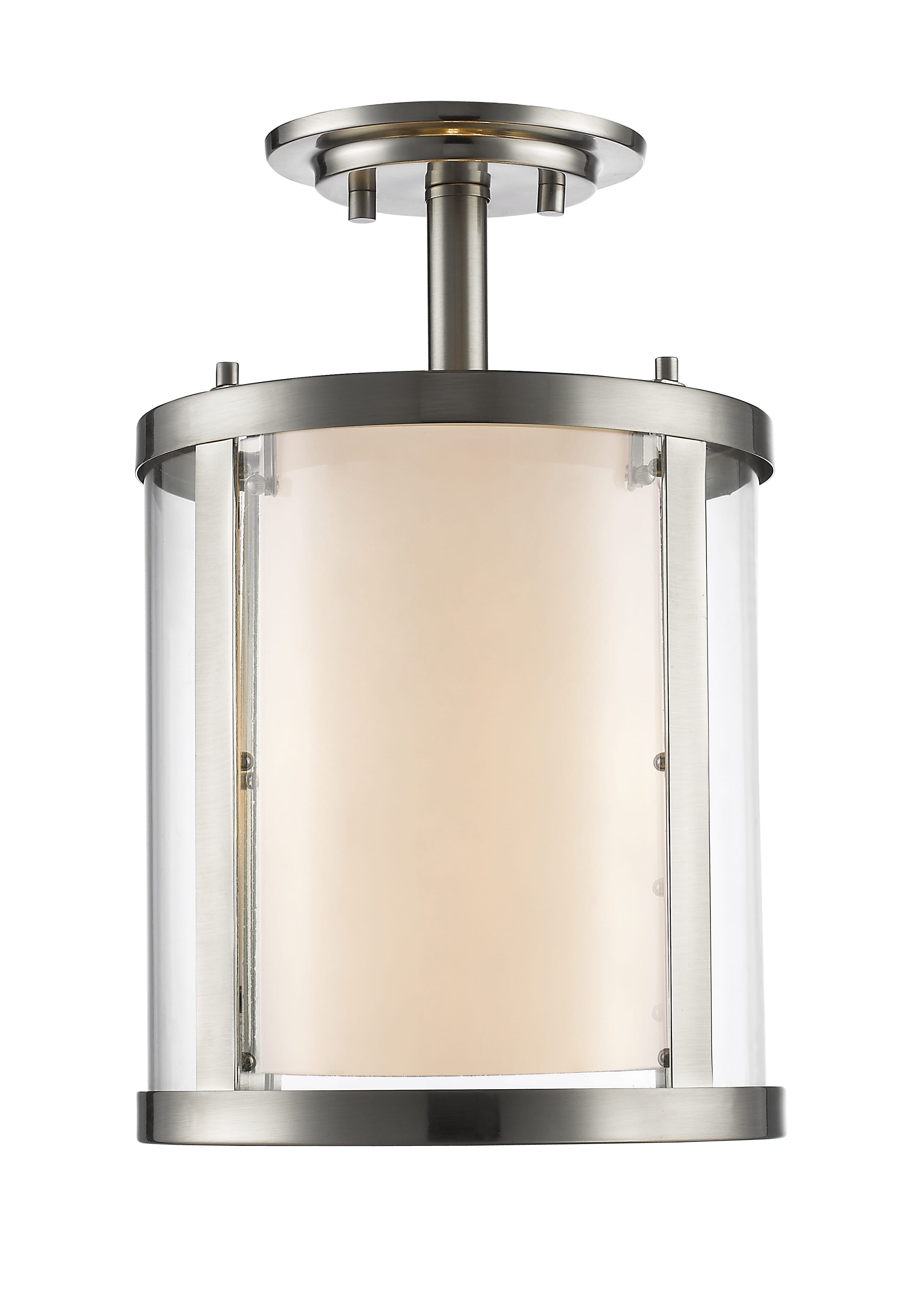 Willow 3-Light Semi Flush Mount Ceiling Light In Brushed Nickel