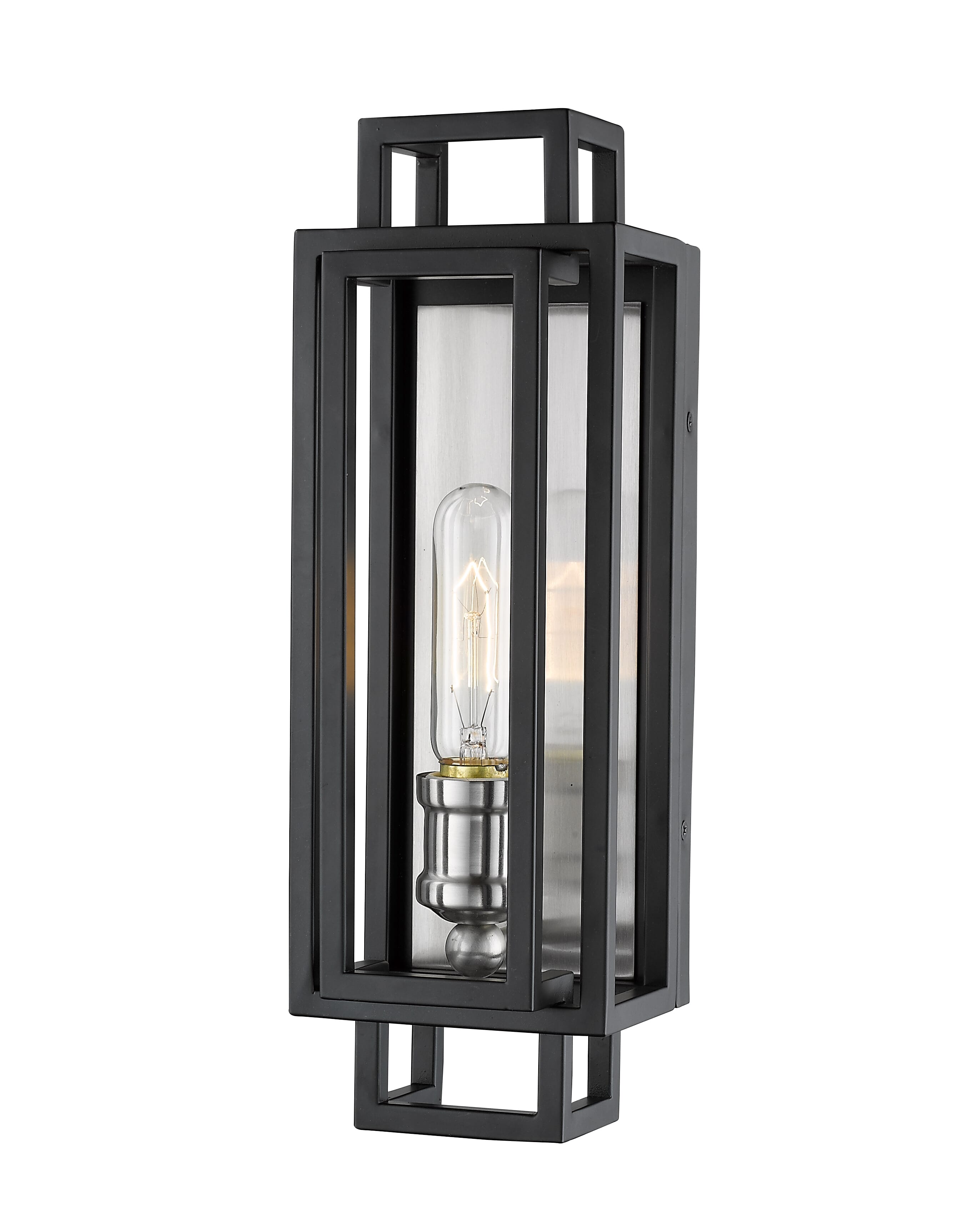 Titania 1-Light Wall Sconce In Black With Brushed Nickel