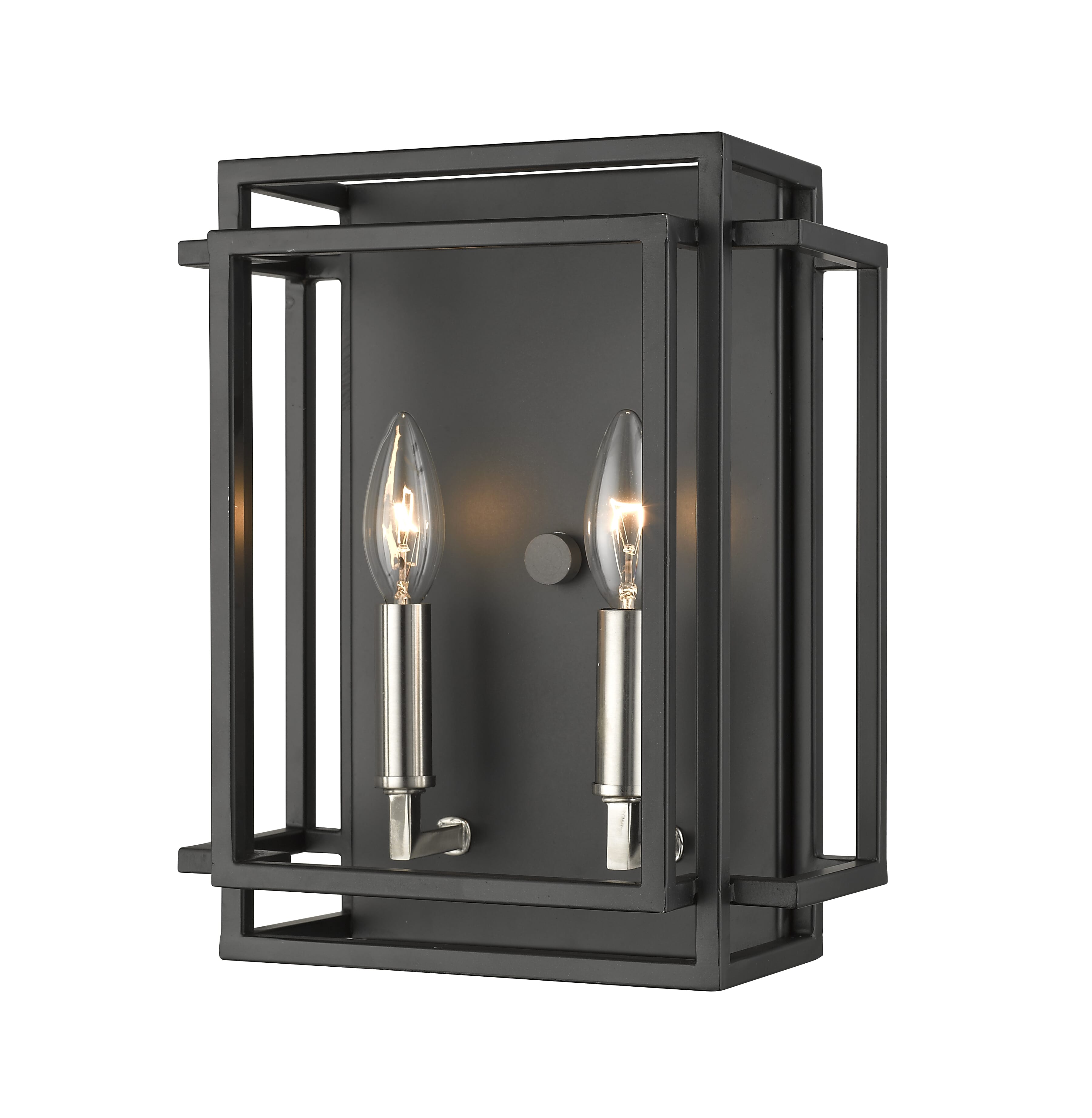 Titania 2-Light Wall Sconce In Black With Brushed Nickel