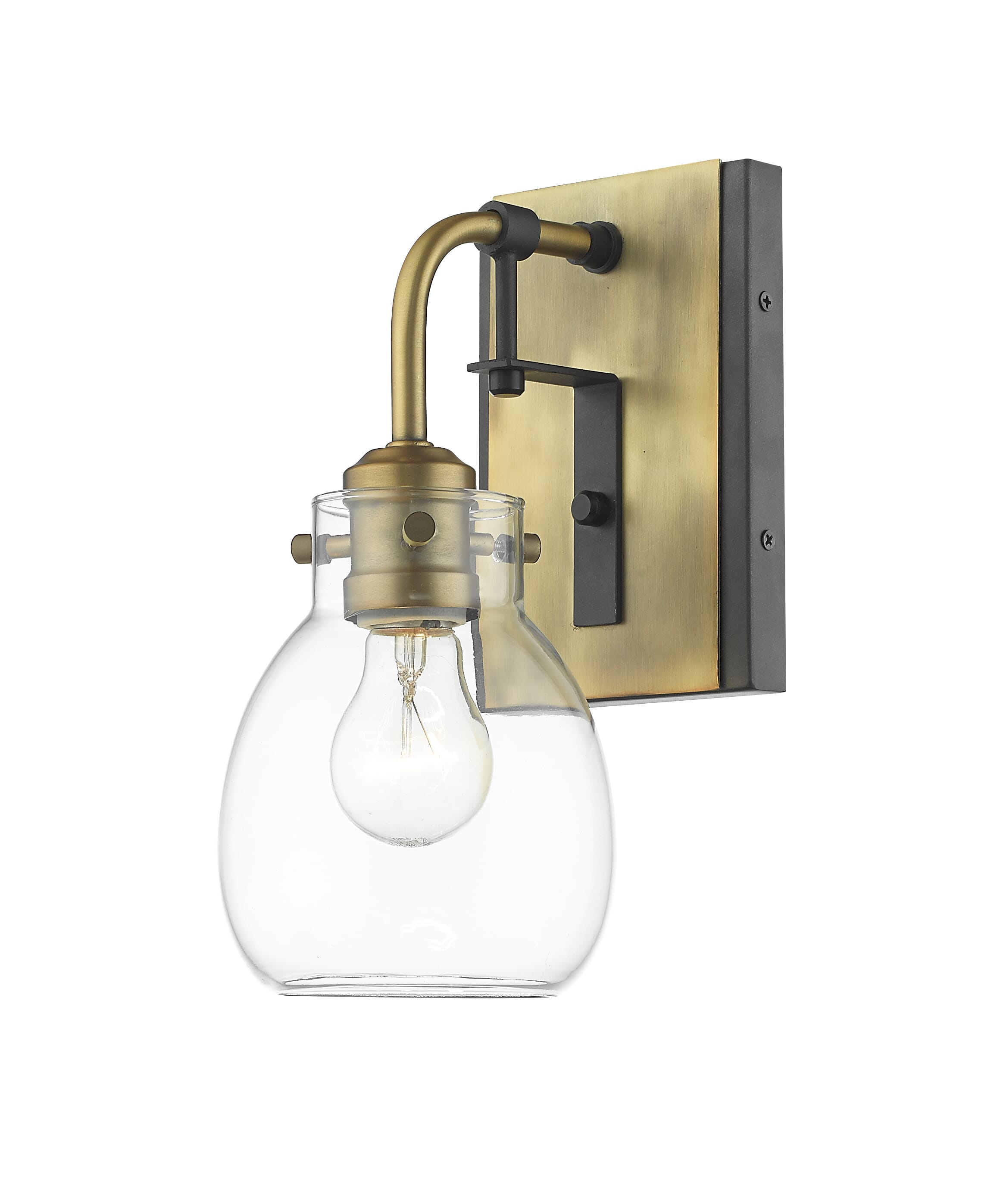 Kraken 1-Light Wall Sconce In Matte Black With Olde Brass