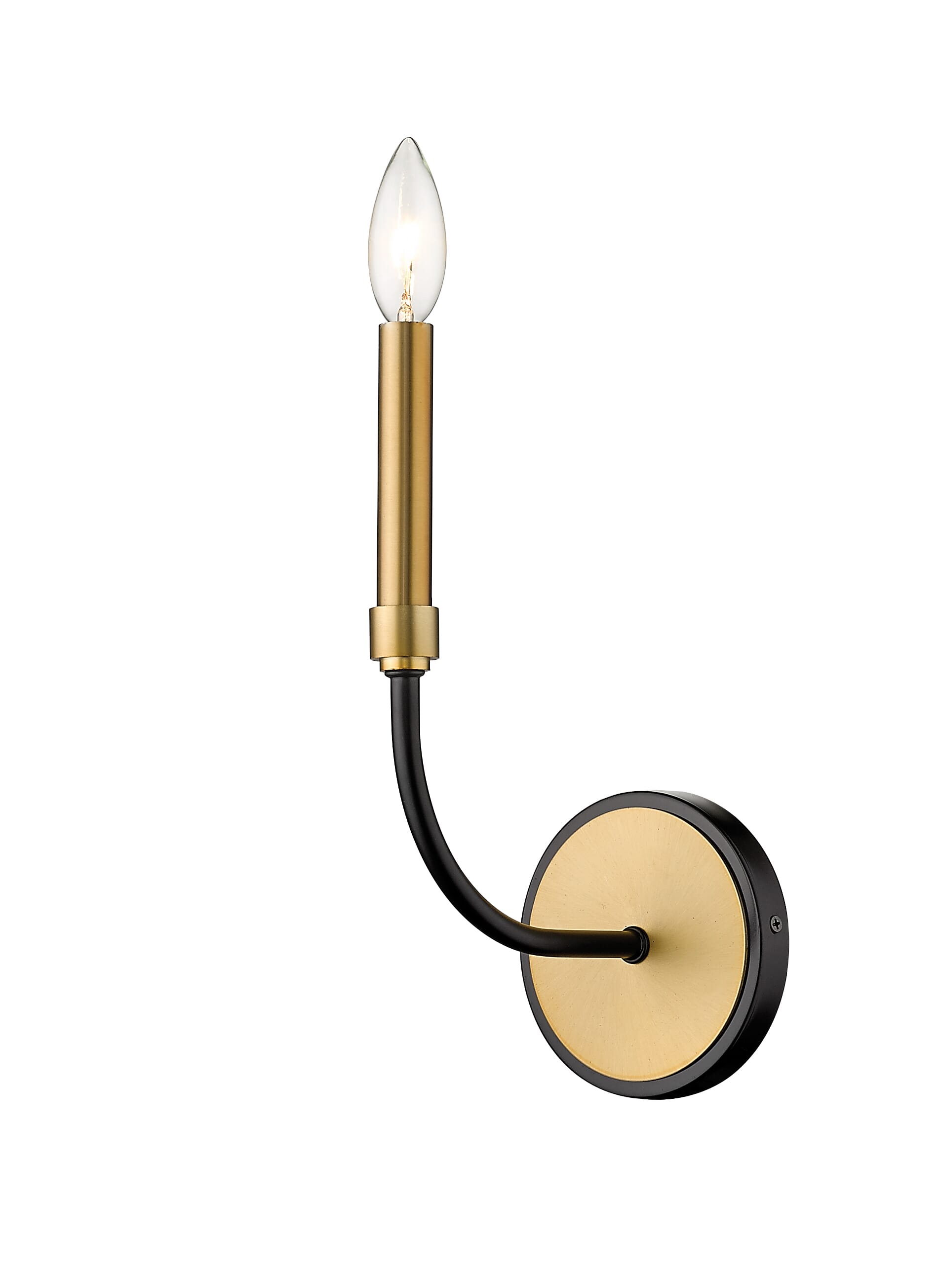 Haylie 1-Light Wall Sconce In Matte Black With Olde Brass