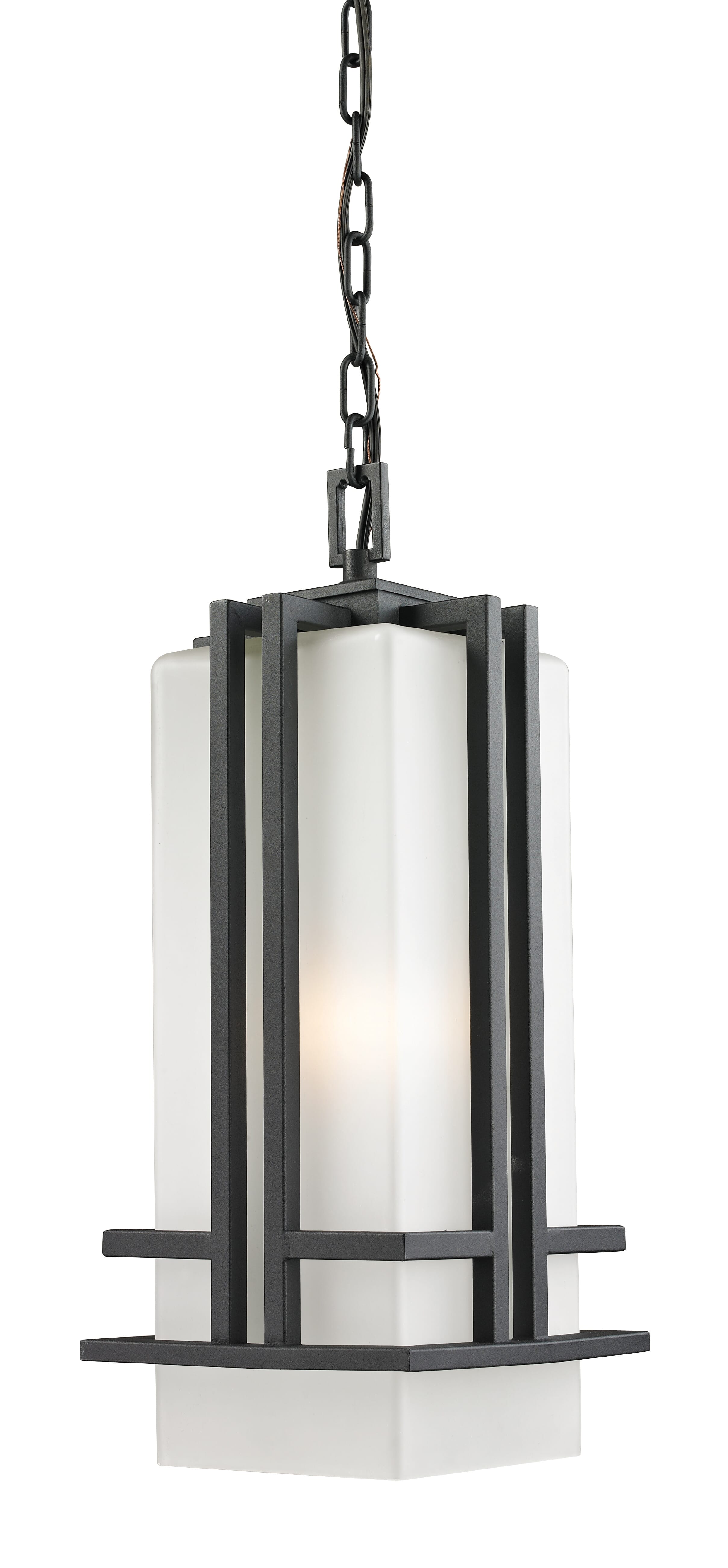 Abbey 1-Light Outdoor Chain Mount Ceiling Fixture Light In Black