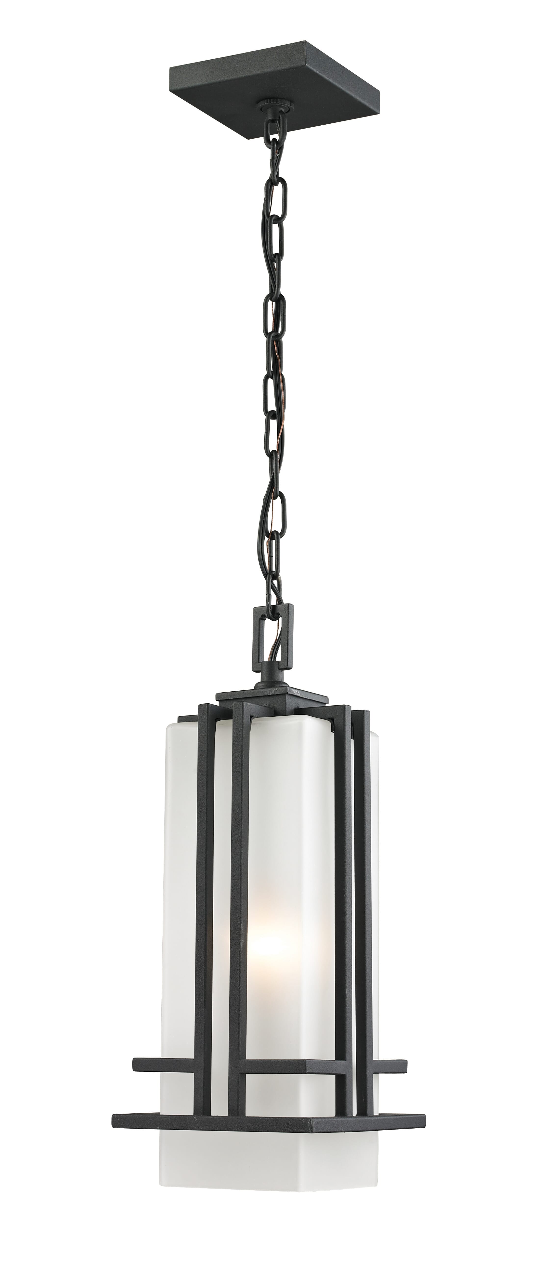 Abbey 1-Light Outdoor Chain Mount Ceiling Fixture Light In Black