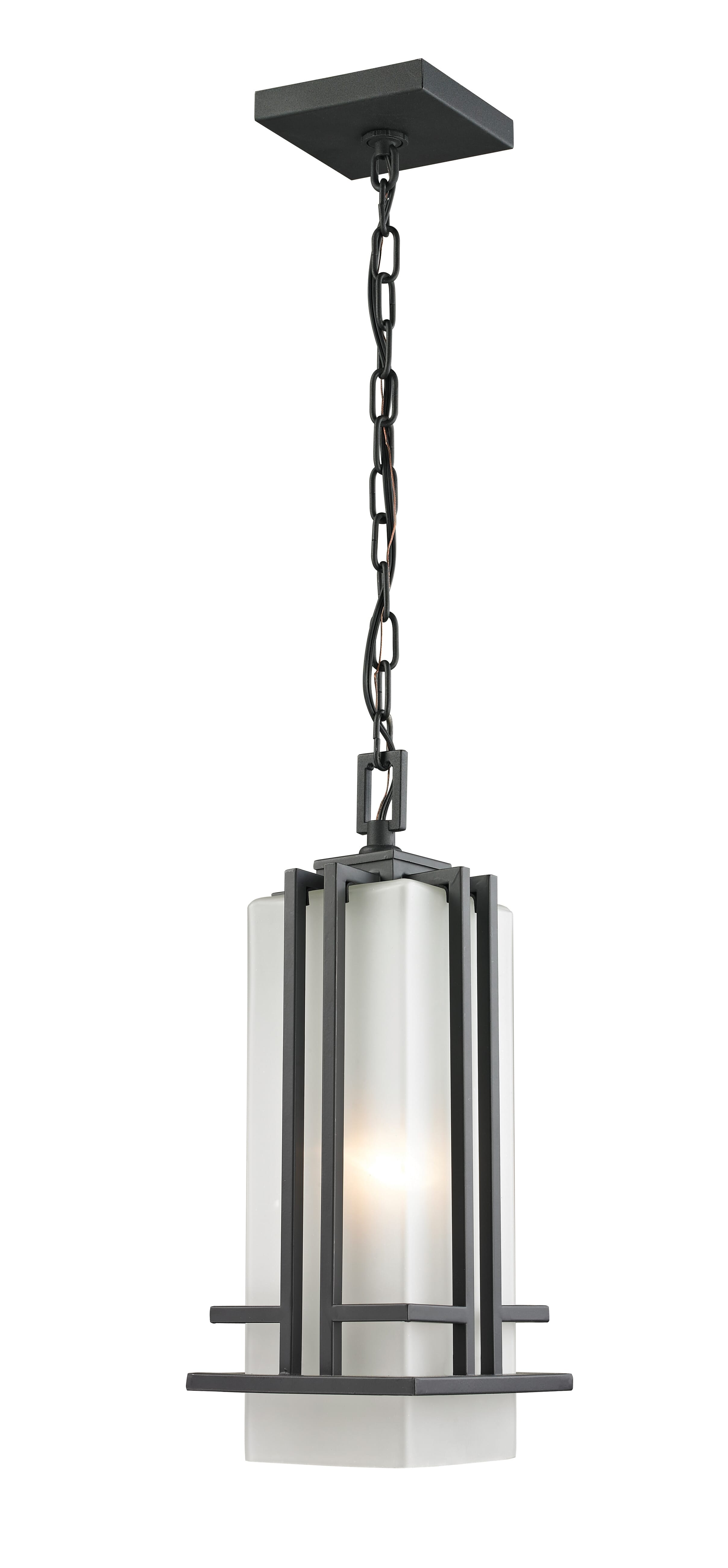 Abbey 1-Light Outdoor Chain Mount Ceiling Fixture Light In Outdoor Rubbed Bronze