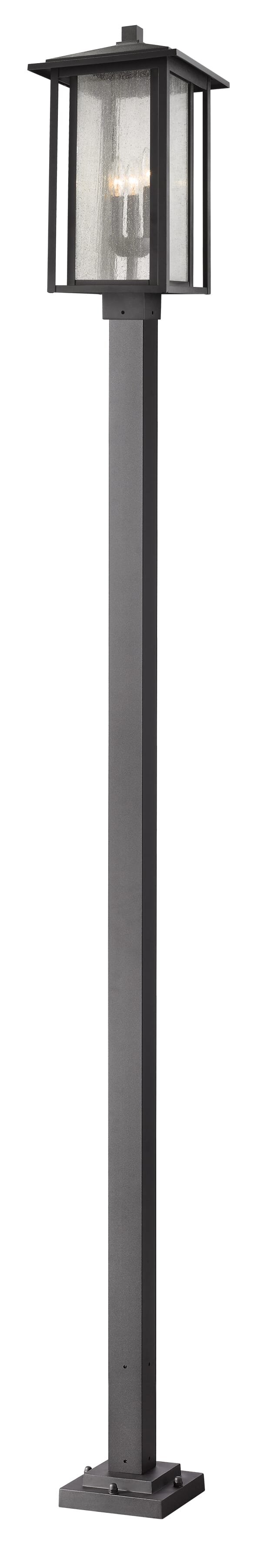 Aspen 3-Light Outdoor Post Mounted Fixture Light In Black