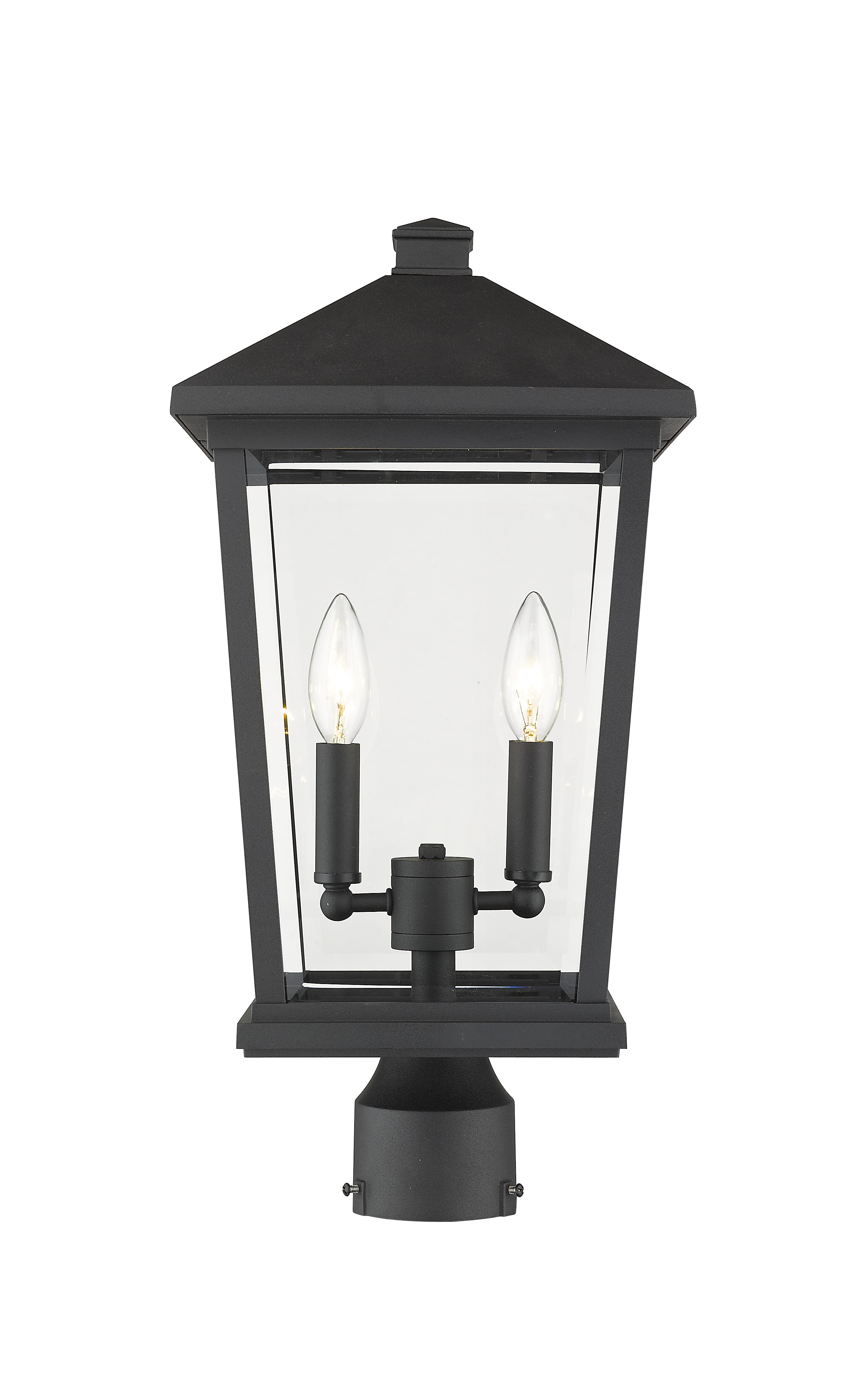 Photos - Chandelier / Lamp Round Z-Lite Beacon 2-Light Outdoor Post Mount Fixture Light In Black 568PHBR-BK
