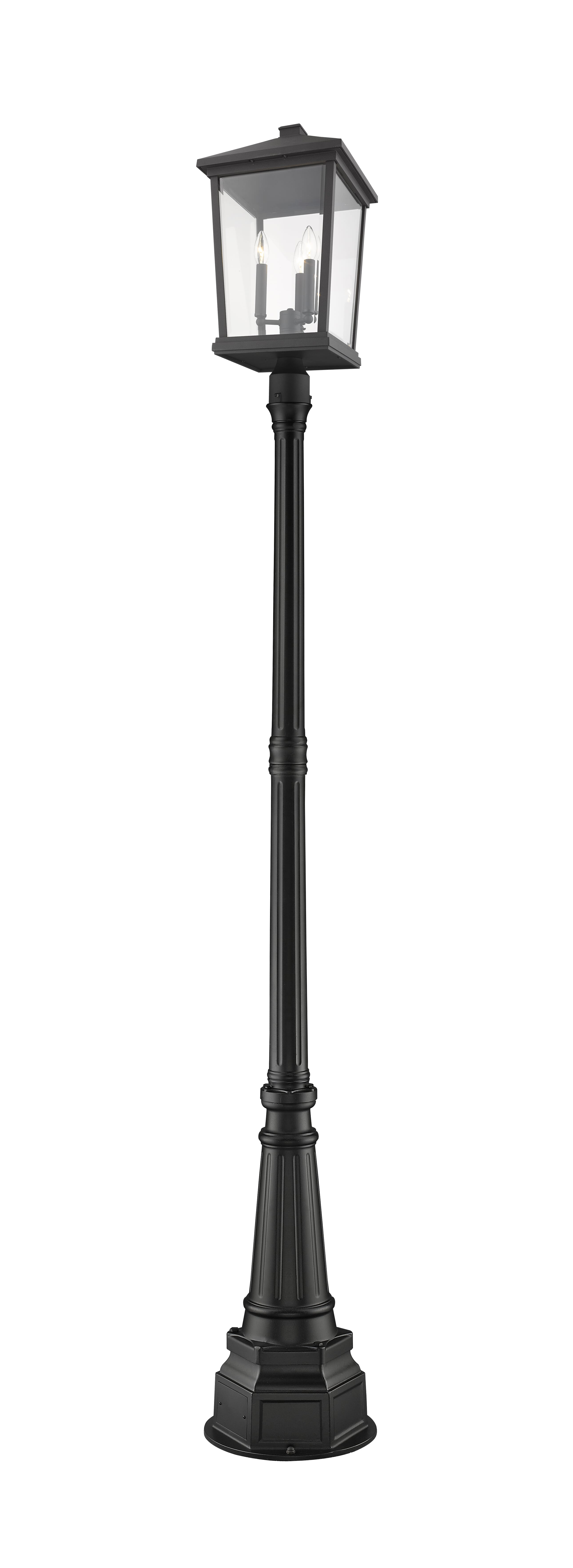 Beacon 3-Light Outdoor Post Mounted Fixture Light In Black