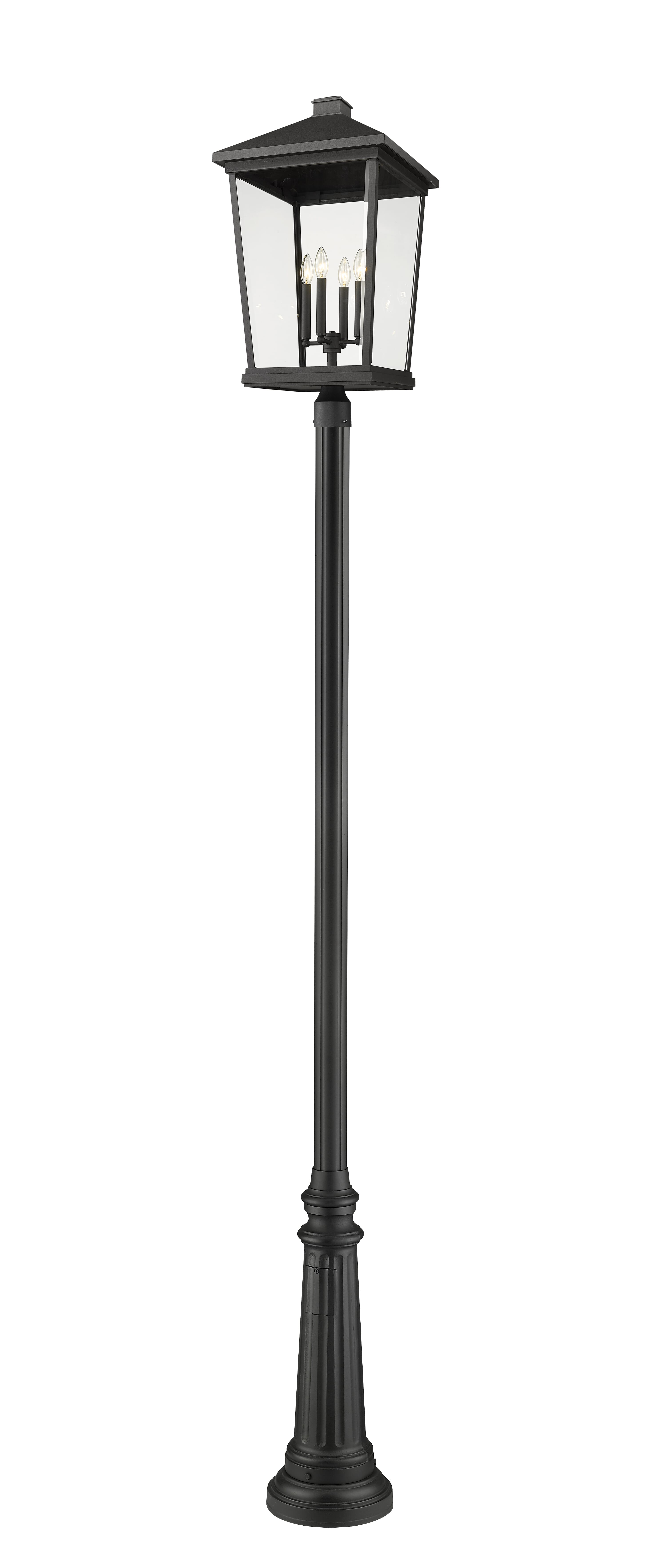 Beacon 4-Light Outdoor Post Mounted Fixture Light In Black -  Z-Lite, 568PHXXLR-511P-BK
