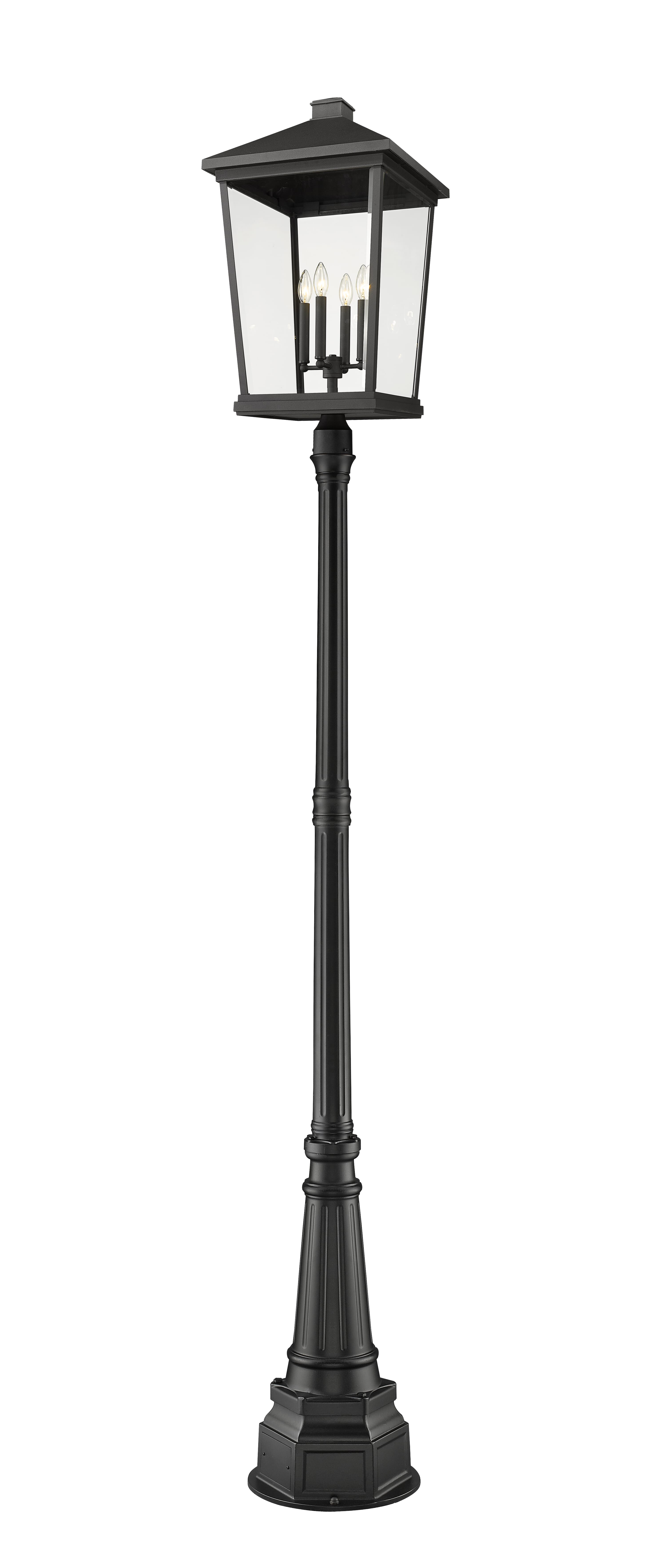 Beacon 4-Light Outdoor Post Mounted Fixture Light In Black -  Z-Lite, 568PHXXLR-564P-BK