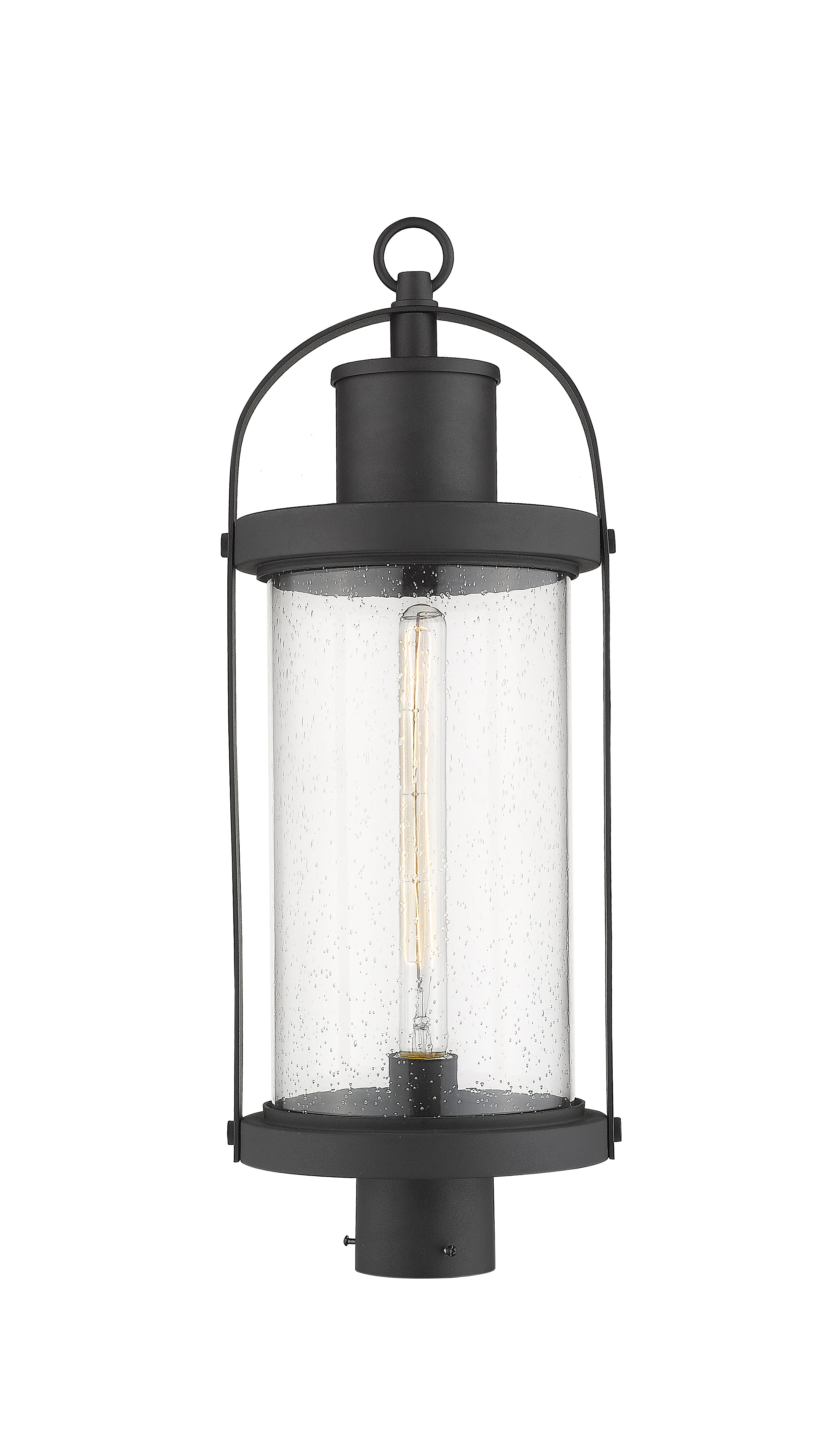 Photos - Chandelier / Lamp Round Z-Lite Roundhouse 1-Light Outdoor Post Mount Fixture Light In Black 569PHB-BK 