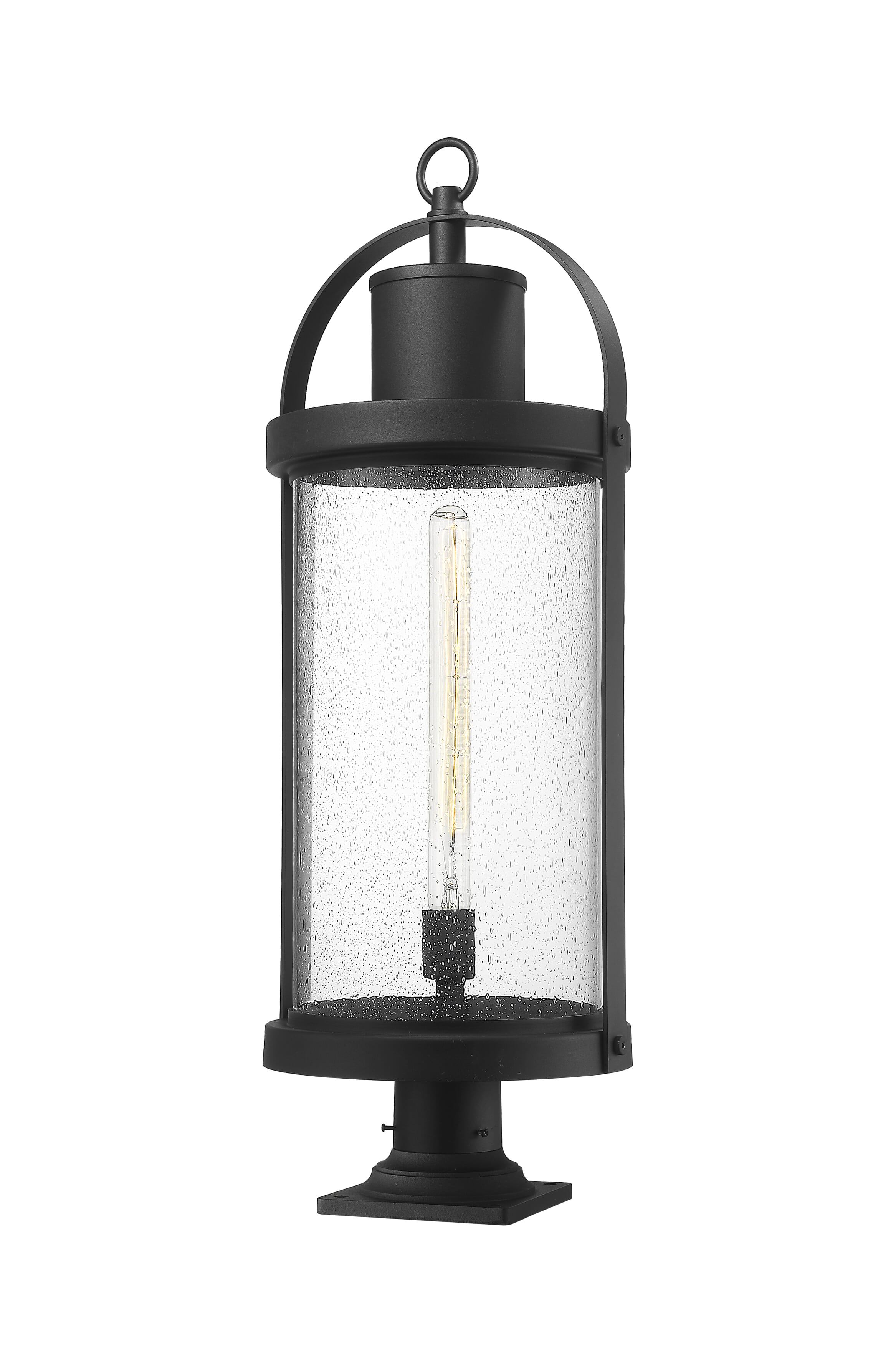 Roundhouse 1-Light Outdoor Pier Mounted Fixture Light In Black