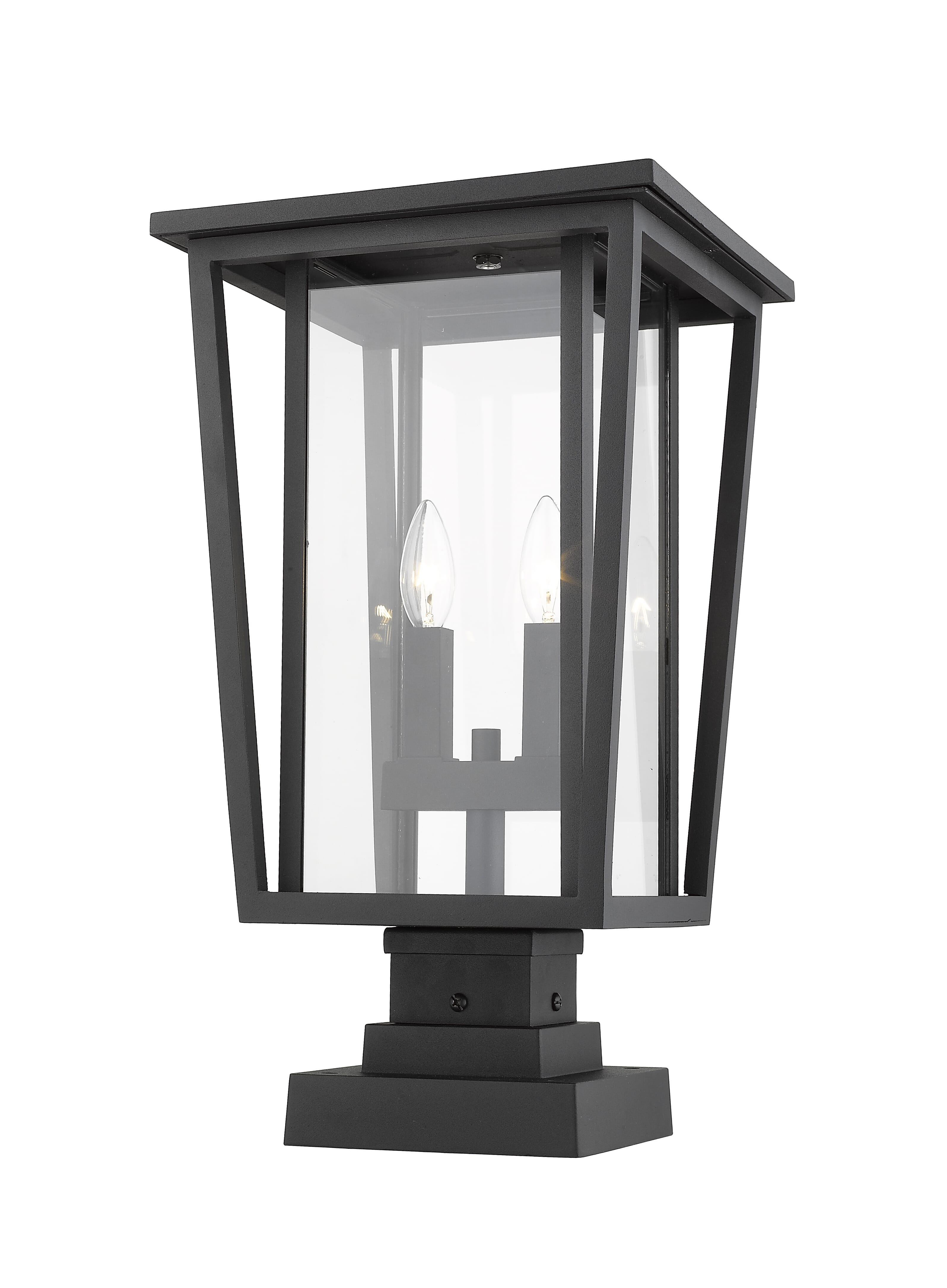 Seoul 2-Light Outdoor Pier Mounted Fixture Light In Black