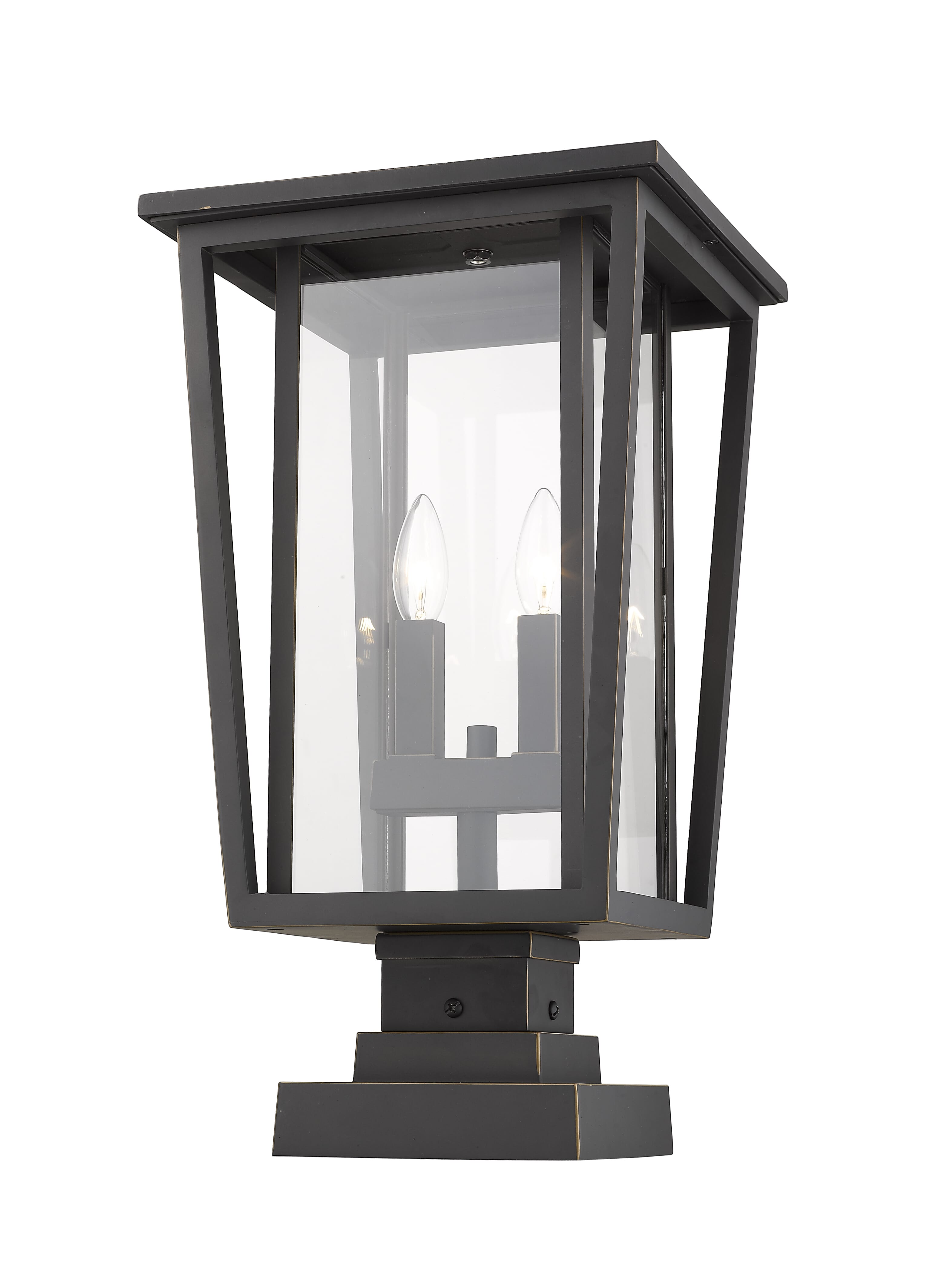 Seoul 2-Light Outdoor Pier Mounted Fixture Light In Oil Rubbed Bronze