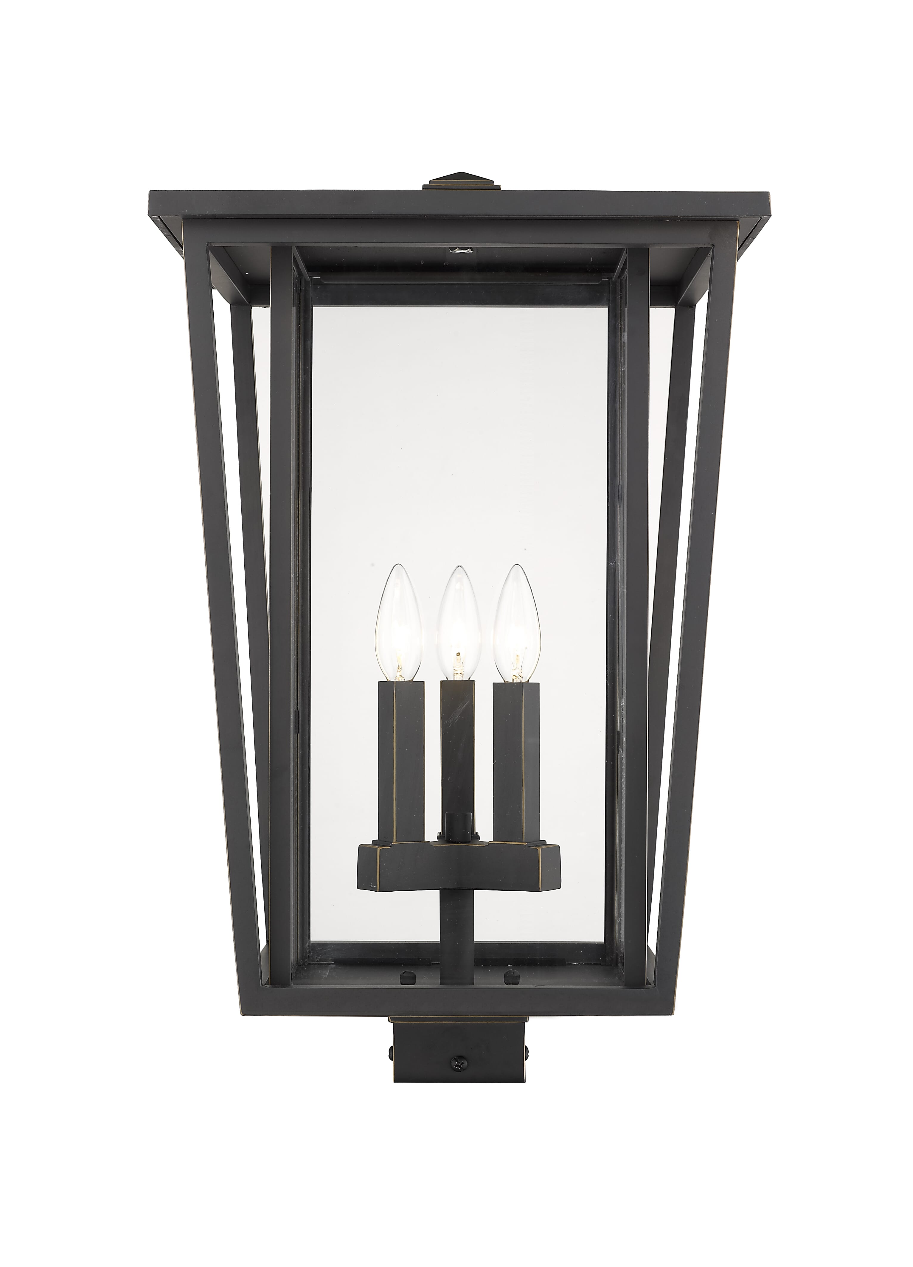 Seoul 3-Light Outdoor Post Mount Fixture Light In Oil Rubbed Bronze