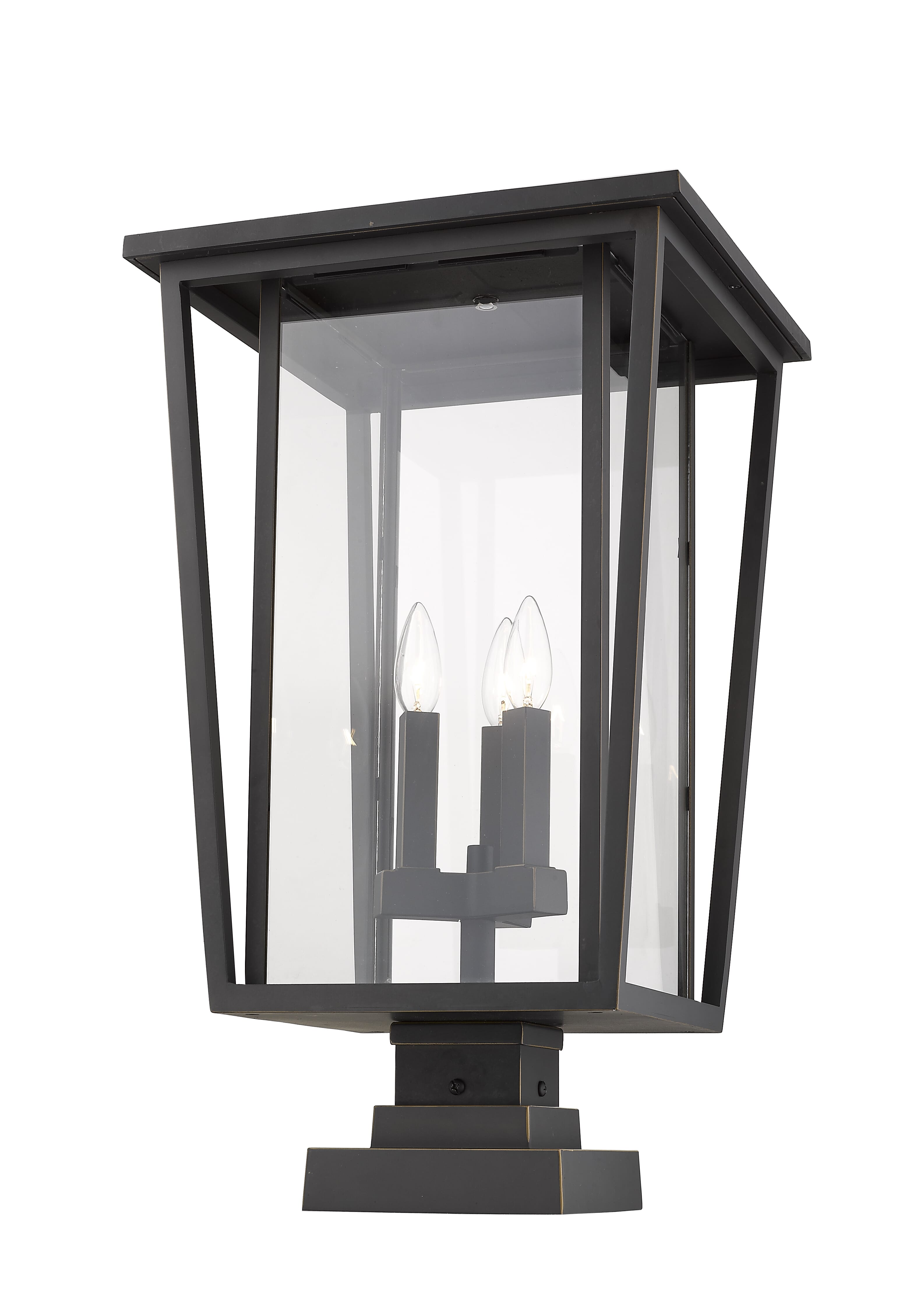 Seoul 3-Light Outdoor Pier Mounted Fixture Light In Oil Rubbed Bronze