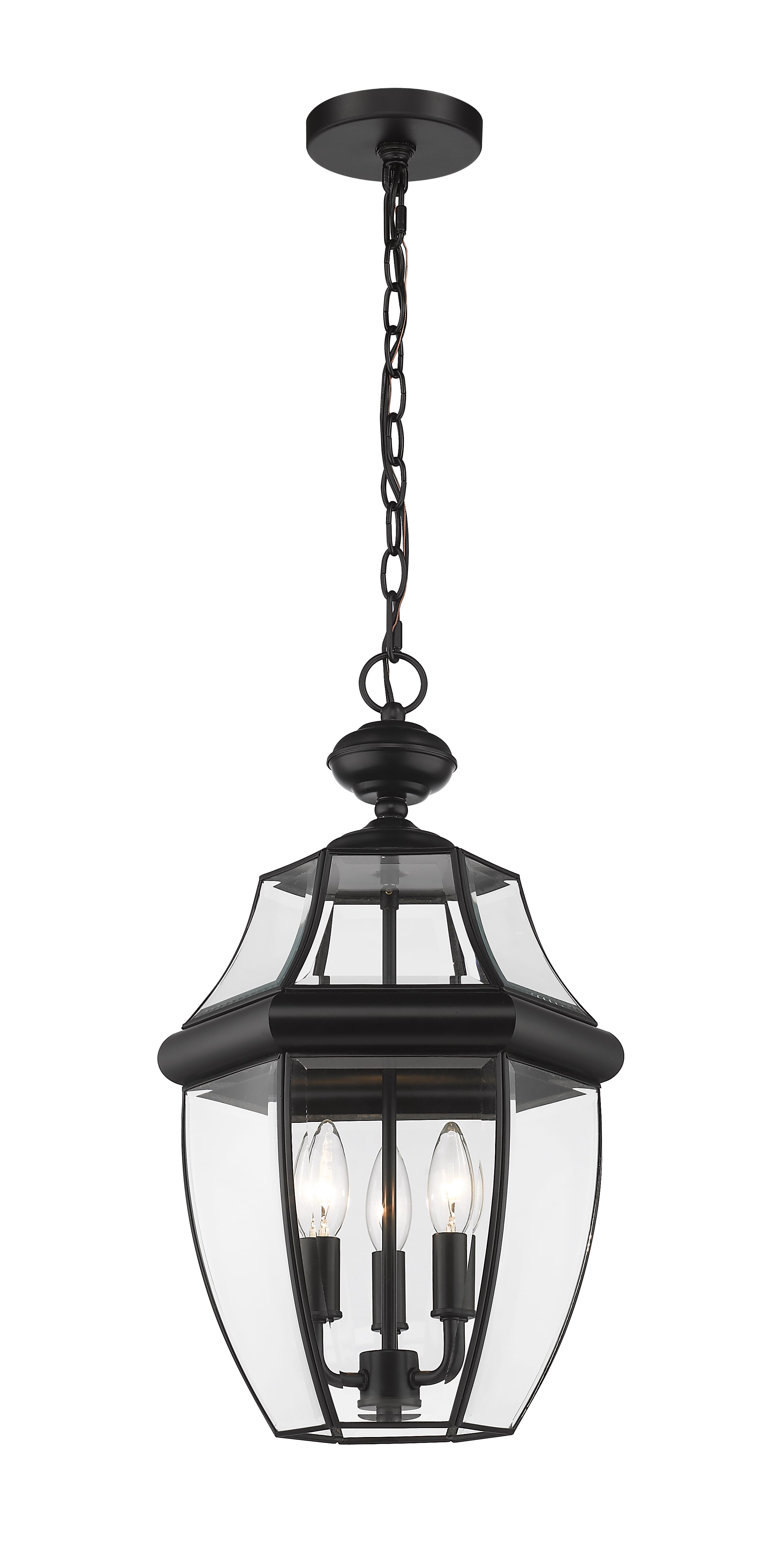 Westover 3-Light Outdoor Chain Mount Ceiling Fixture Light In Black