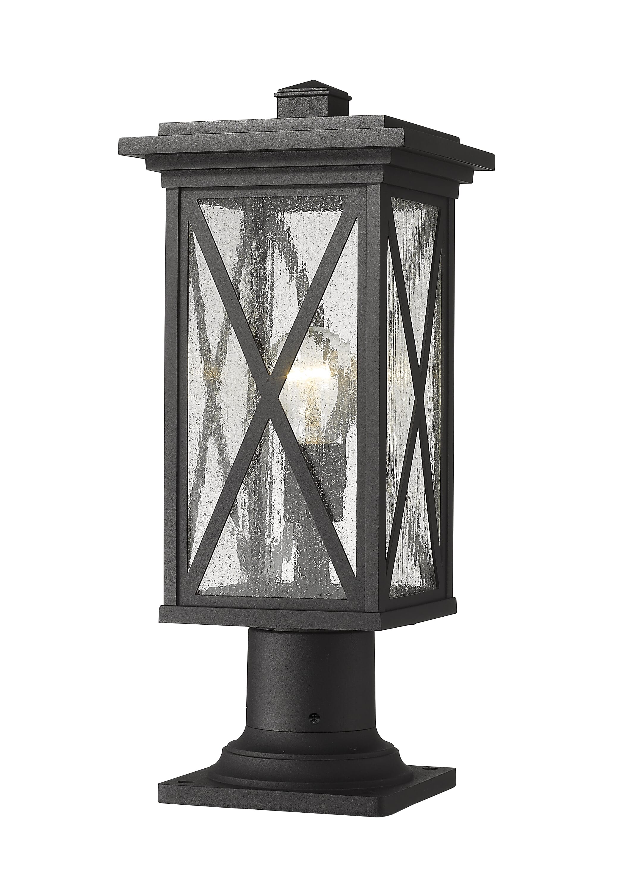 Photos - Chandelier / Lamp Z-Lite Brookside 1-Light Outdoor Pier Mounted Fixture Light In Black 583PHMR-533PM-BK