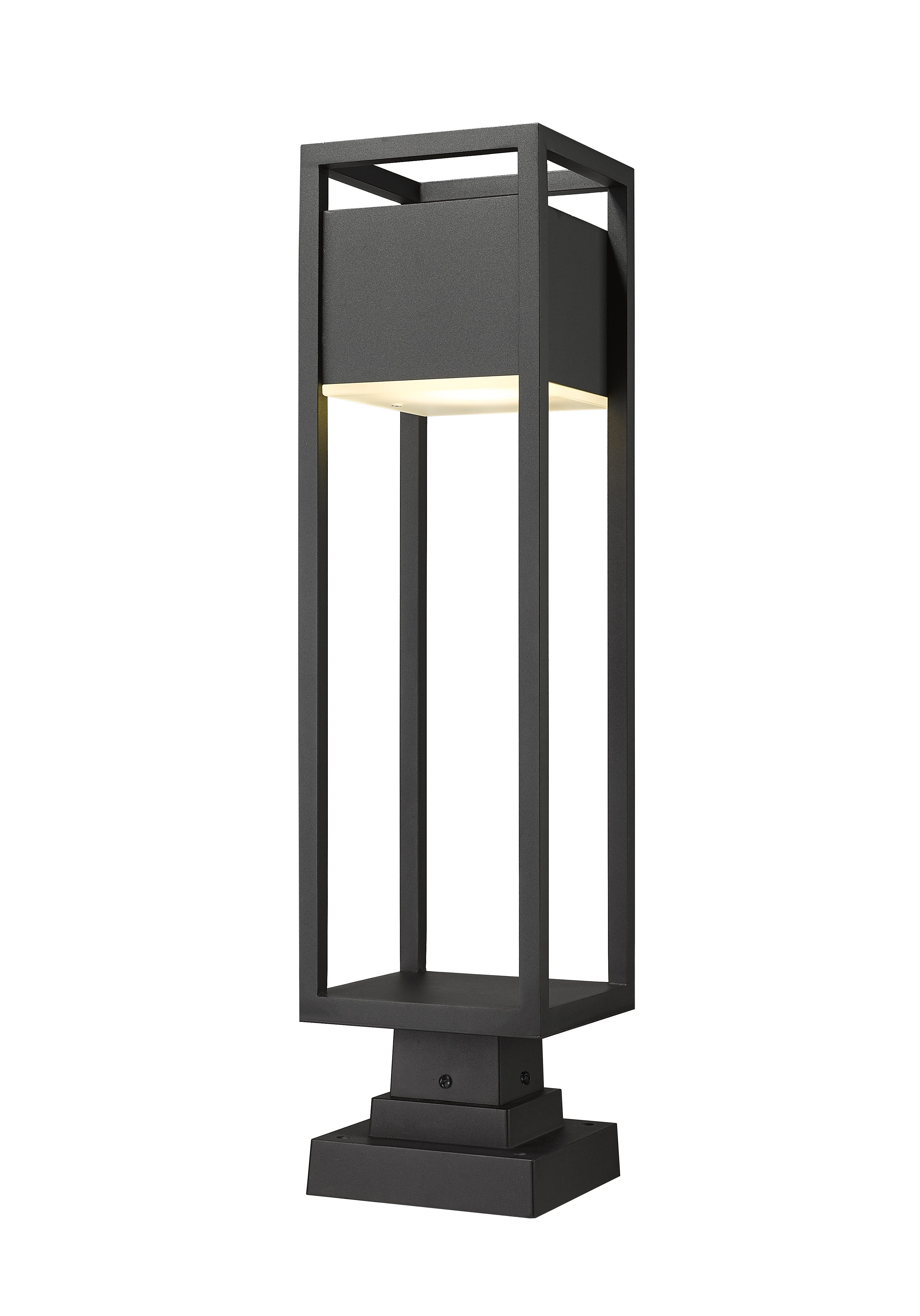 Photos - Chandelier / Lamp Z-Lite Barwick 1-Light Outdoor Pier Mounted Fixture Light In Black 585PHBS-SQPM-BK-LED