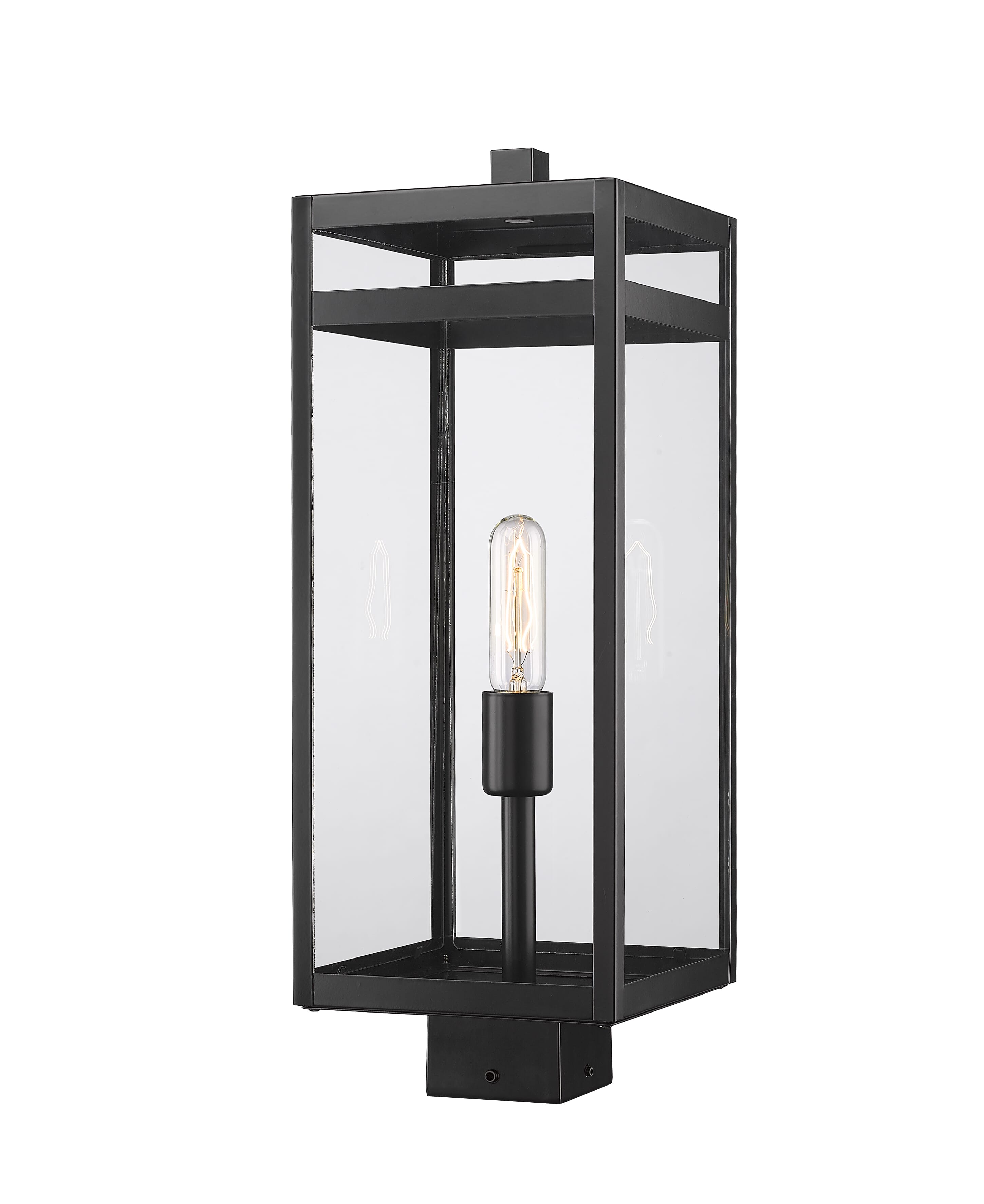 Nuri 1-Light Outdoor Post Mount Fixture Light In Black