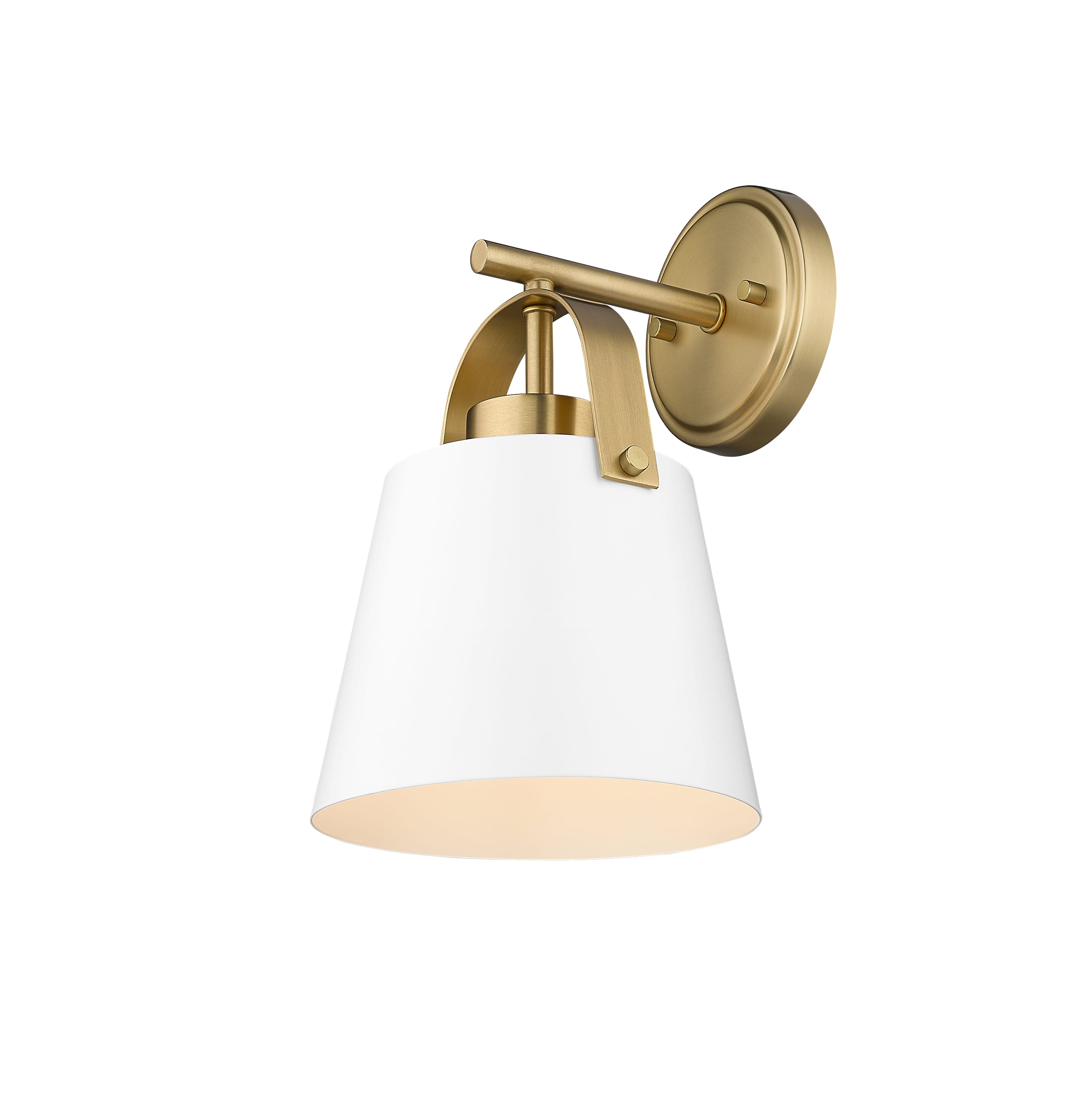 studioyu1です Z-Studio 1-Light Wall Sconce In Matte White With Heritage Brass | eBay