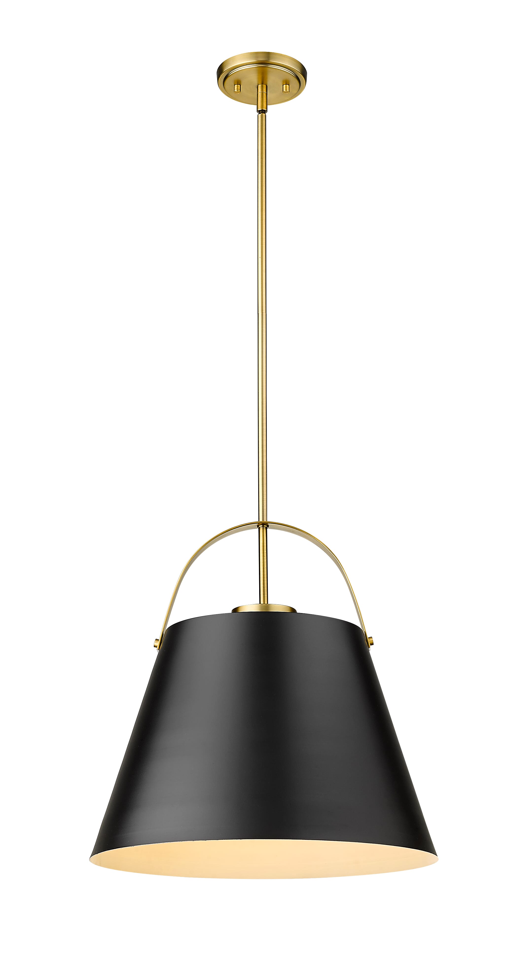 Z-Studio 1-Light Pendant Light In Matte Black With Heritage Brass