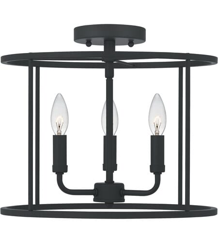 Abner 3-Light Semi-Flush Mount in Matte Black