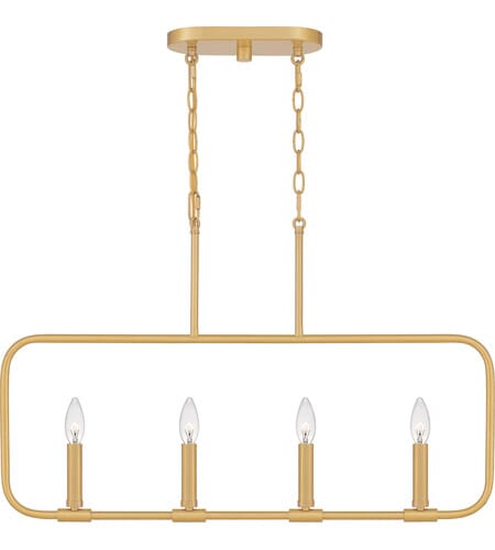 Abner 4-Light Linear Chandelier in Aged Brass