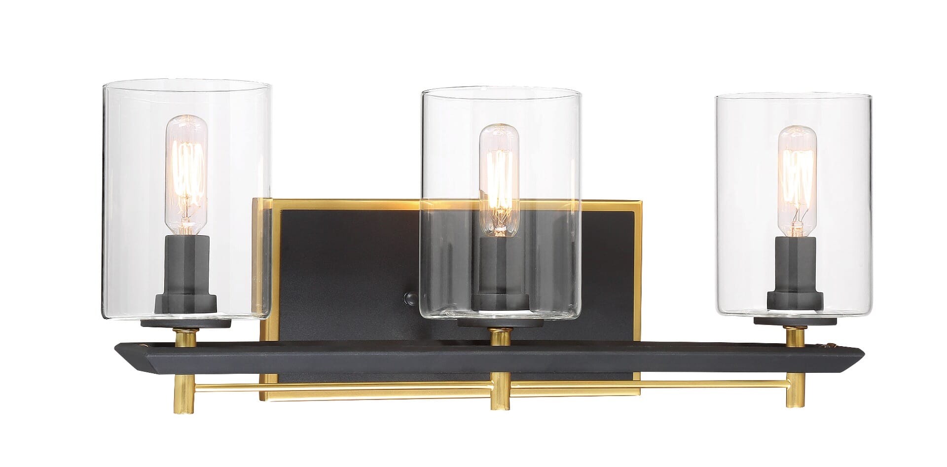 Metropolitan Sable Point 3 Light 20 Bathroom Vanity Light In Sand Black With Honey Gold Acc